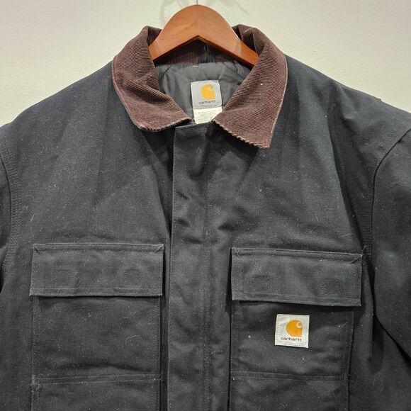 Vintage Carhartt C03 Firm Duck Arctic-Lined Work Coat Black Field Chore 90s USA - Picture 3 of 13